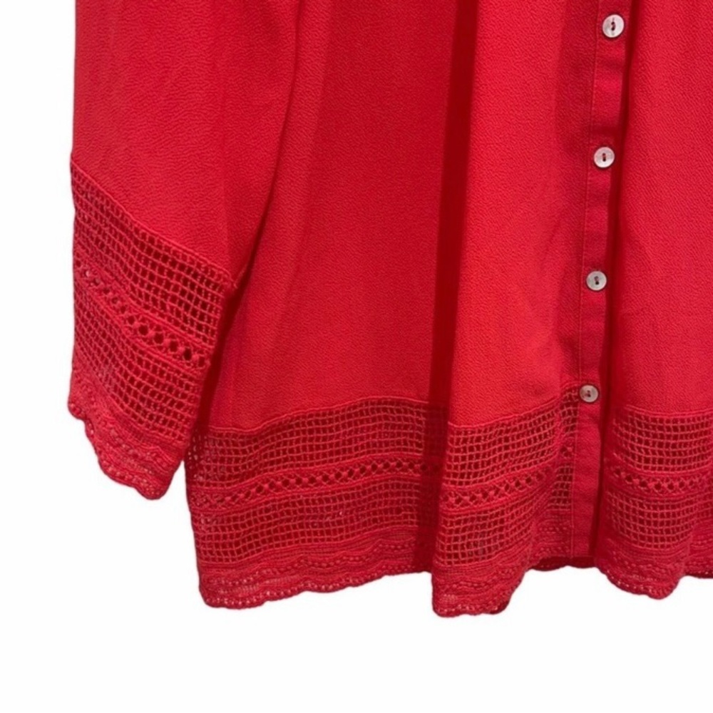 Daniel Rainn Button Down Red Blouse Medium - image 4